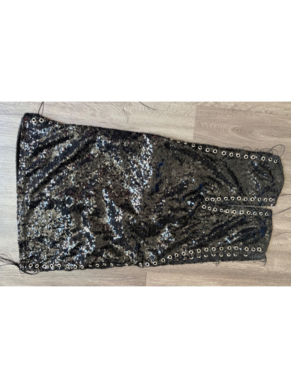 Fashion Nova Black Sequin Lace-Up Bodycon Dress Large